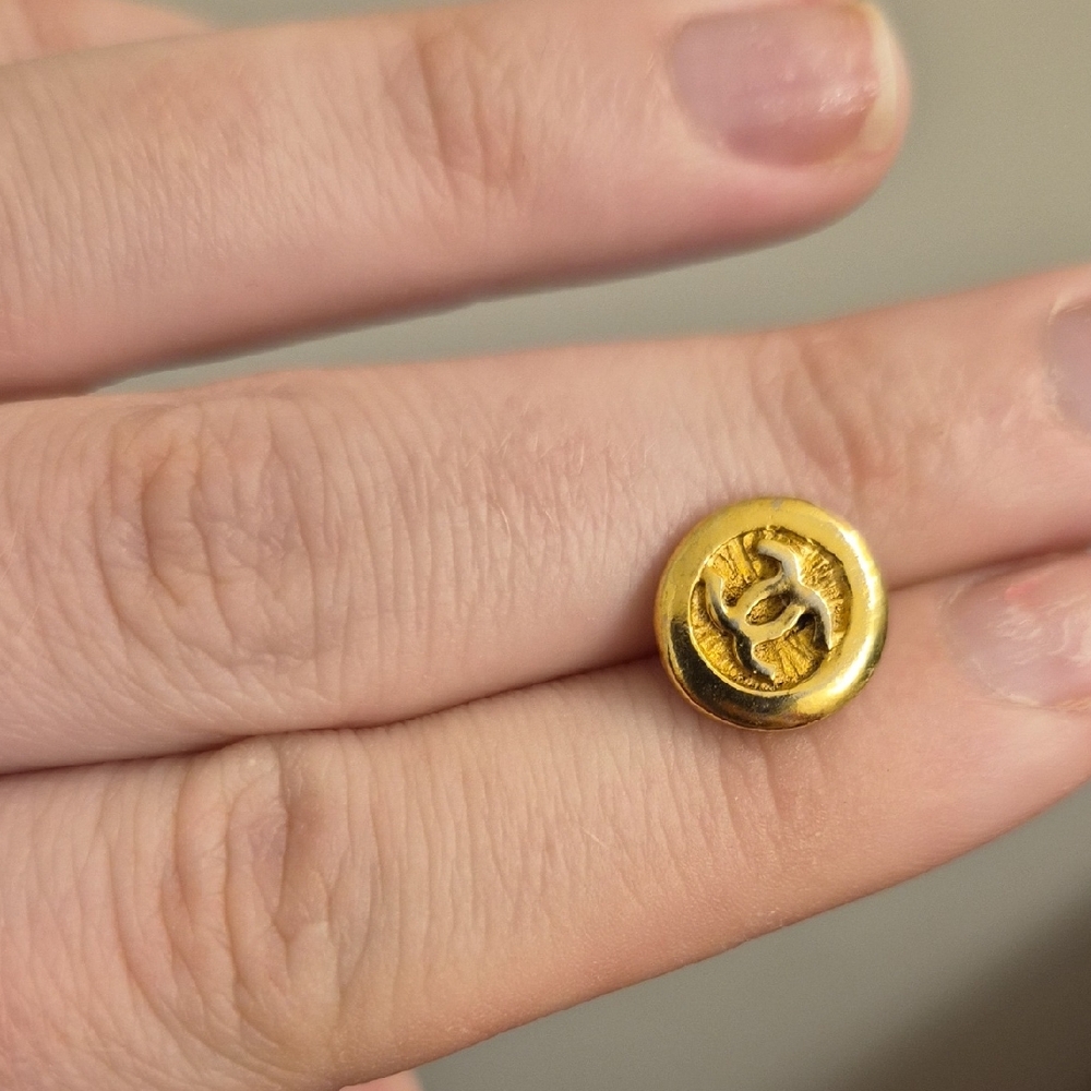 CHANEL Gold Button Earring